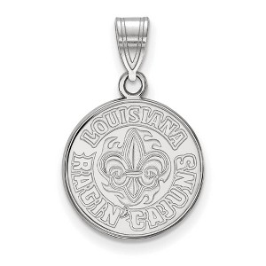 Black Bow Jewelry 14k White Gold Louisiana Lafayette Ragin' Cajuns NCAA Medium Pendant - 1 of 3