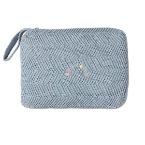 MiniMoi Baby Herringbone Knit 100% Cotton Blanket with Carry Pouch - 1 of 4