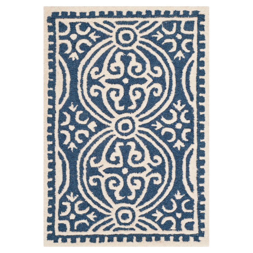 Navy/Ivory Color Block Tufted Accent Rug 2'6inx4' - Safavieh