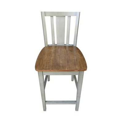 Distressed Hickory and Stone 24" Solid Wood Counter Stool