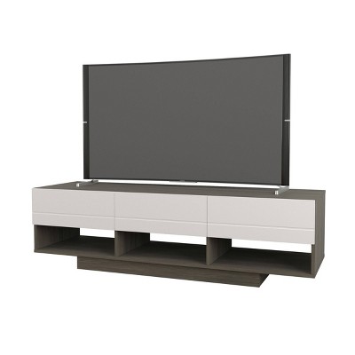 Rustik 3 Drawer TV Stand for TVs up to 66" Bark Gray/White - Nexera
