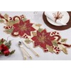 Saro Lifestyle Beaded Table Runner With Poinsettia Design, Red, 13" x 36" - 3 of 3