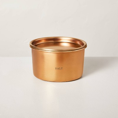 Lidded Metal Salt 4-Wick Jar Candle Brass Finish 20oz - Hearth & Hand™ with Magnolia: Tropical Oasis Aroma, Soy Blend Wax