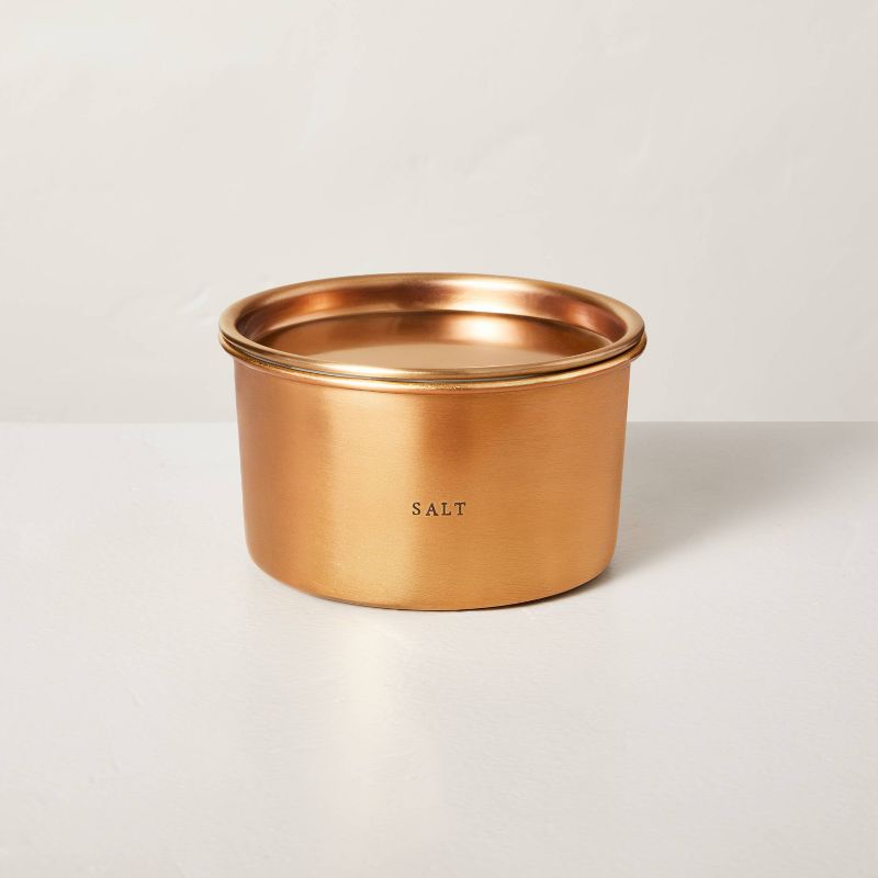 Lidded Metal Salt 4-Wick Jar Candle Brass Finish 20oz - Hearth &#38; Hand&#8482; with Magnolia, 1 of 11