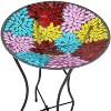 Sunnydaze Outdoor Garden Patio Bird Bath with Metal Stand and Multi-Colored Mosaic Petal Design Bowl - 14" - image 4 of 4