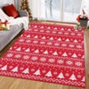 Washable Modern Christmas Tree Printed Rug Non Slip Low Pile Rug Soft Striped Xmas Floor Cover Foldable Indoor Carpet for Living Room Bedroom Office - 2 of 4