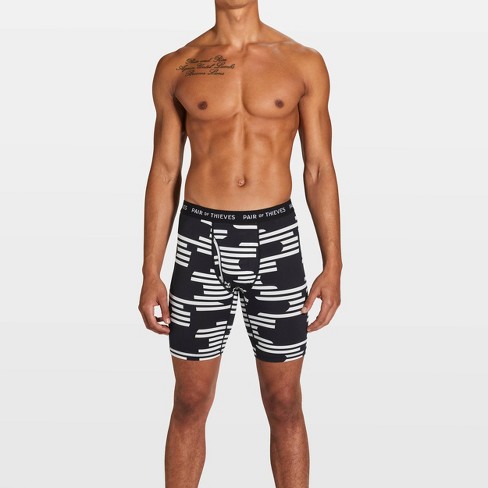 Pair Of Thieves Men's Super Fit Long Leg Striped Boxer Briefs - Black Xl :  Target