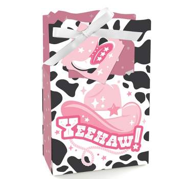 Big Dot of Happiness Rodeo Cowgirl - Pink Western Party Favor Boxes - Set of 12