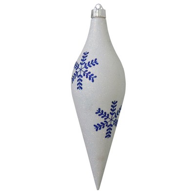 Christmas by Krebs White and Blue Shatterproof Christmas Long Drop Ornament 12.5" (320mm)