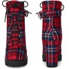 Perphy Women's Platform Lace Up Chunky Heel Plaid Printed Ankle Boots - 2 of 3