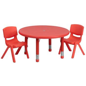 Flash Furniture 33" Round Plastic Height Adjustable Activity Table Set with 2 Chairs