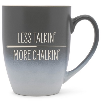 100 North Billiards Design 10 Ounce Gray and White Two Toned Ombre, Comfortably Fits Your Hands, Ceramic Tea Coffee Cup Mug, Less Talkin' More