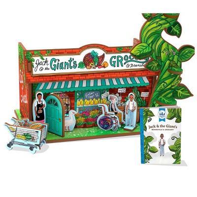 Storytime Toys Jack & the Giant's Beanstalk & Grocery 3D Puzzle Book and Toy Mini Set - 3 in 1 - Book, Build, Play