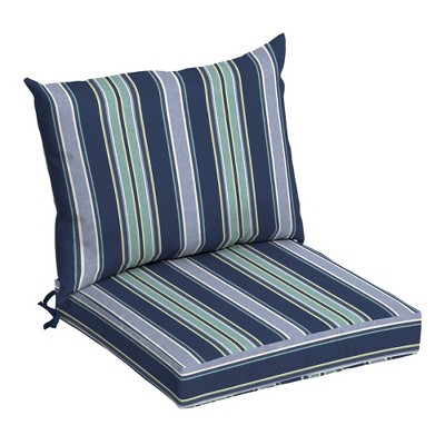 Arden Selections Outdoor Dining Chair Cushion Set Sapphire Aurora Stripe