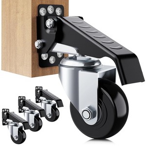 Tree City Heavy Duty Retractable Casters (4-Pack) | Workbench Leveling Wheels w/Install Template & PU Wheels - 1 of 4