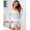 Women's Loungewear Printed Hooded Long Sleeve Sweatshirt Shorts Casual Homewear Set - 3 of 4