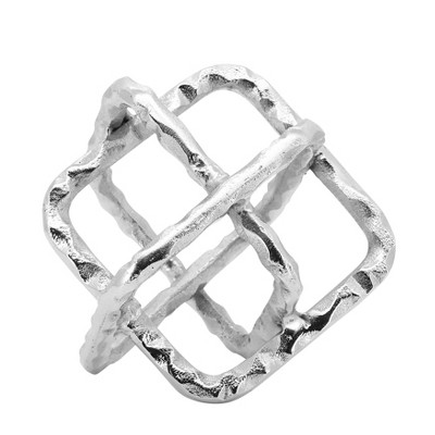 Textured Metal Geometric Sculpture for Home & Office - Glam Modern Accent Decor for Living Room & Bedroom