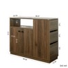 Resenkos Kitchen Sideboard, Tabletop Cabinet with 2 Glass Sliding Door,3 Side Drawers and 1 small display shelves, Brown - 3 of 4