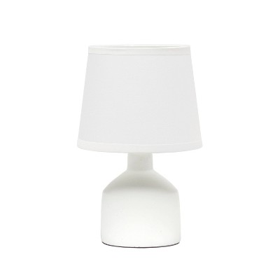 Simple Designs 11.8 inch OffWhite Petite Faux Stone Table Lamp with White  Fabric Shade