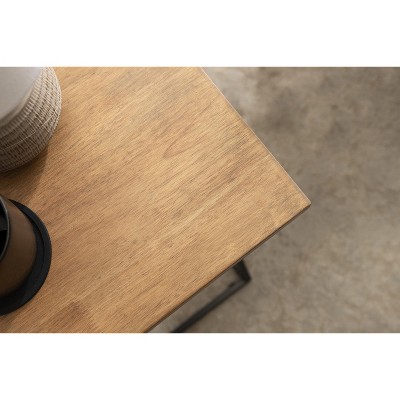 Rustic Brown Wood and Metal X-Base Accent Table