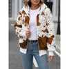 Women's Winter Coat Print Fuzzy Zip-Up Hooded Fashion Jacket,S,Brown - 4 of 4