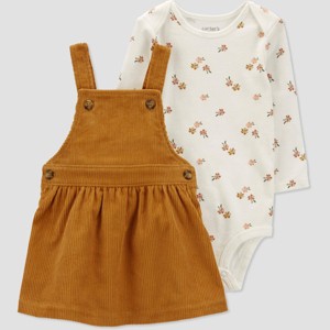 Carter's Just One You® Baby Girls' Floral Jumper - Gold/White - 1 of 3