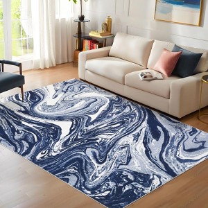 Washable Modern Abstract Rug Non Slip Low Pile Rug Soft Contemporary Throw Floor Cover Foldable Indoor Carpet for Living Room Bedroom Playroom - 1 of 4