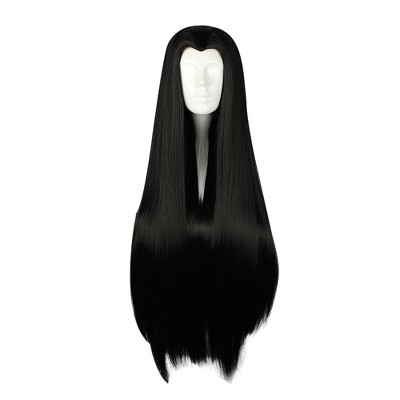 Unique Bargains Women's Halloween Wigs 31" Black with Wig Cap Straight Hair 1 Pc