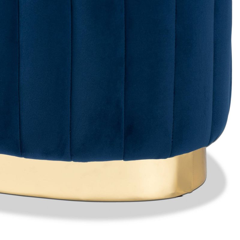 Kirana Velvet Fabric Upholstered and PU Ottoman Gold - Baxton Studio, 5 of 8