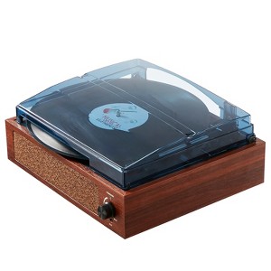 VEVOR Vinyl Record Player, 3-Speed, Belt Driven Turntable Player with Built-in 5W Stereo Speakers Magnetic Cartridge, Brown - 1 of 4