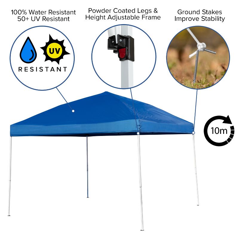 Flash Furniture 10'x10' Pop Up Event Canopy Tent with Carry Bag and 6-Foot Bi-Fold Folding Table with Carrying Handle - Tailgate Tent Set, 5 of 11