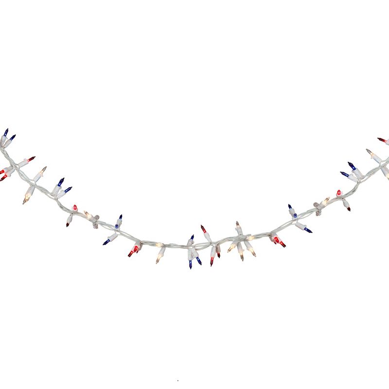 Northlight 105-Count Red, Clear and Blue Patriotic Mini Light Garland, 5.6' White Wire, 3 of 6
