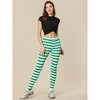 INSPIRE CHIC Women's Printed Stripe High Waist Elastic Waistband Yoga Stirrup Pants - 3 of 4