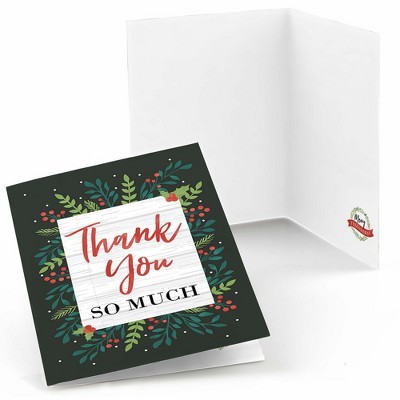 Big Dot of Happiness Rustic Merry Friendsmas - Friends Christmas Party Thank You Cards (8 Count)