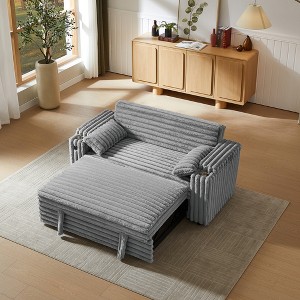 Corduroy Sofa Bed with Pull-Out Bed and Armrests with Storage - 1 of 4