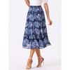INSPIRE CHIC Women's Floral Elastic Waist Tiered Ruffle Boho Midi Skirts - 3 of 4