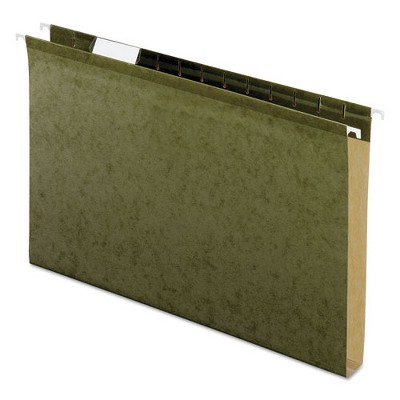Pendaflex Extra Capacity Reinforced Hanging File Folders with Box Bottom, 1" Capacity, Legal Size, 1/5-Cut Tabs, Green, 25/Box