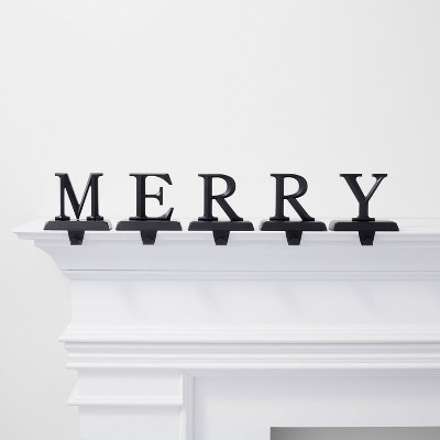 5ct MERRY Christmas Stocking Holder Black - Wondershop™