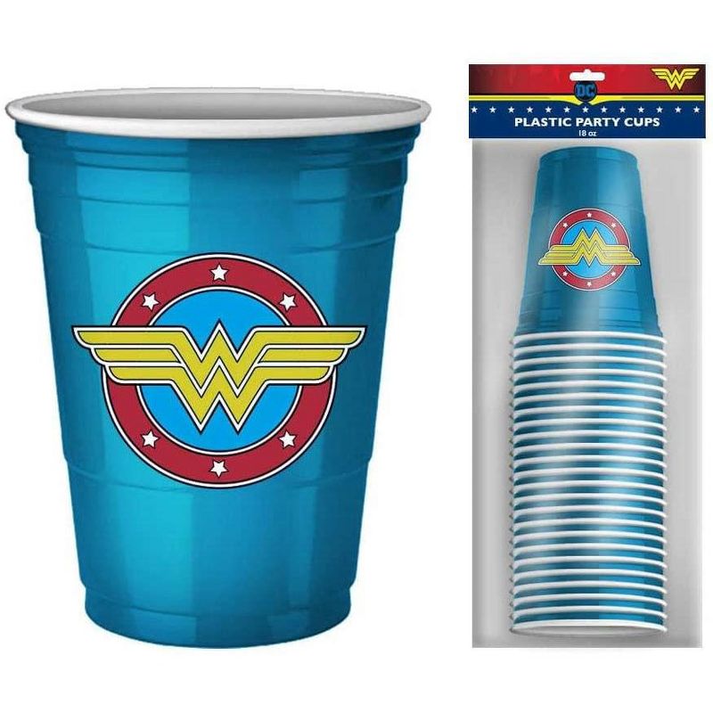 Silver Buffalo DC Comics Wonder Woman Logo 18oz Disposable Plastic Party Cups | 20 Pack, 2 of 3