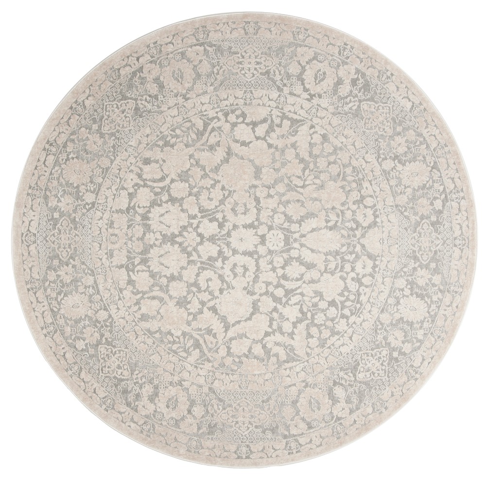 6'7in Round Maribel Floral Loomed Light Gray/Cream - Safavieh