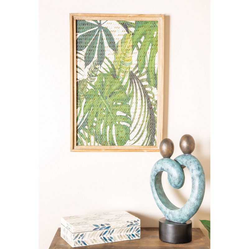 Wood Leaf Tropical Wall Decor with Brown Frame Set of 2 Green - Olivia &#38; May, 2 of 6