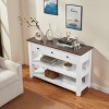 Syemin Decorative Storage Cabinet, Wooden Dresser with Three Drawers and Two-Layer Shelf, Suitable for Living Room, Foyer, - 3 of 4