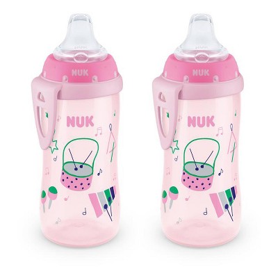 NUK First Choice Flexi Cup PP Soft Heart Breaker Bottle With Straw Blue &  Pink 300ml (12m+)