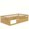 NicBex Kids Montessori Bed with Fence,Wood Floor Bed with High Guardrails Design,Twin/Full Size Toddler bed for Bedroom Playroom,White/Gray/Brown - 4 of 4