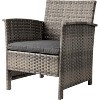 Balkene Home 63177 Patio Sense Jareth All Wicker Wicker Conversation Sofa, Two Armchairs & Table Cushions Included For Outdoor - Set of 4 Pieces - 4 of 4
