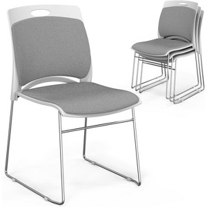 VINGLI Stackable Chairs Set of 4, Stacking Office Chairs for Waiting Room Break Room Banquet Guest - 1 of 4