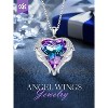 Angel Wings & Heart Necklace with Birthstone, Silver/Gold Tone Jewelry Gift for Women Rose Gold-02-Feb. Amethsy Purple Birthstone - 3 of 4