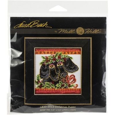 Mill Hill/Laurel Burch Counted Cross Stitch Kit 5.5"X5.5"-Christmas Puppy (28 Count)