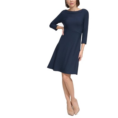 Tommy Hilfiger Womens Rib Knit Fit & Flare Dress