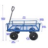 FURNIinspire Wheelbarrows And Lawn Carts Garden Utility Cart Wagon, Foldable Steel Transport Cart For Firewood, Yard Work, Blue, 37“*19"*40" - 3 of 4